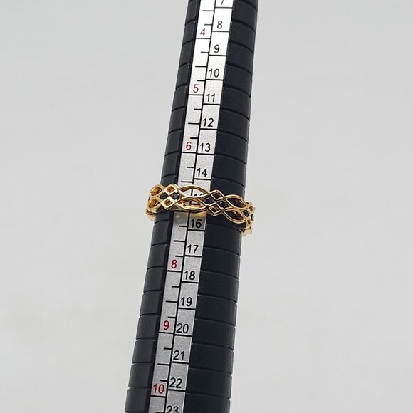Gold Plated Celtic Infinity Knot Ring With Blue Gemstone Accents Size 7 - Picture 4 of 4